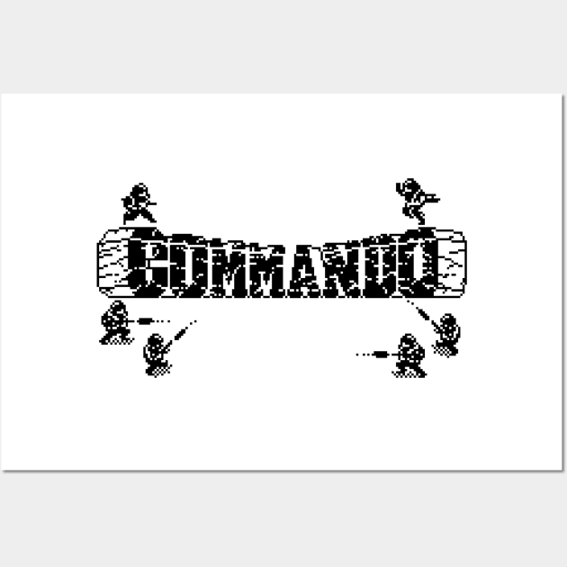 Commando 8 Bit Art Black Wall Art by 8 Fists of Tees